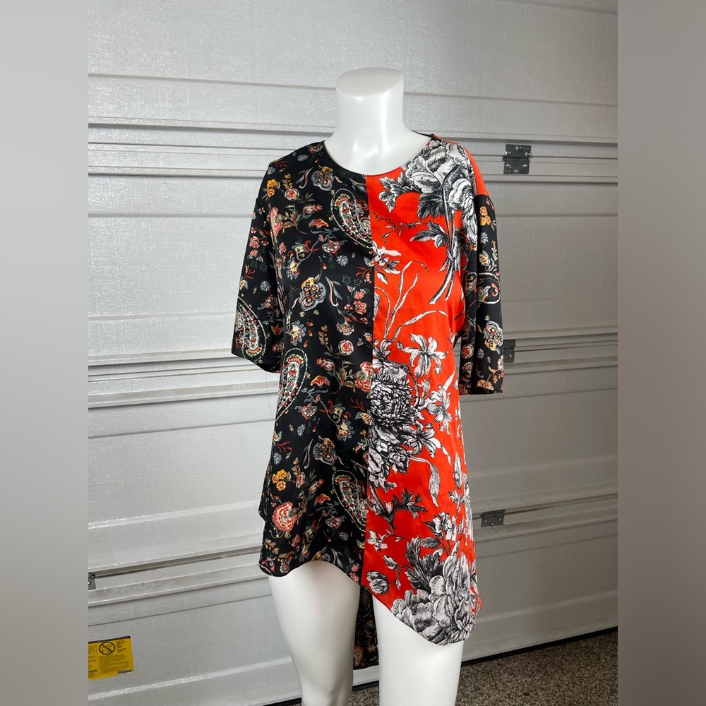 Zara Floral Patchwork Tunic Top - image 1
